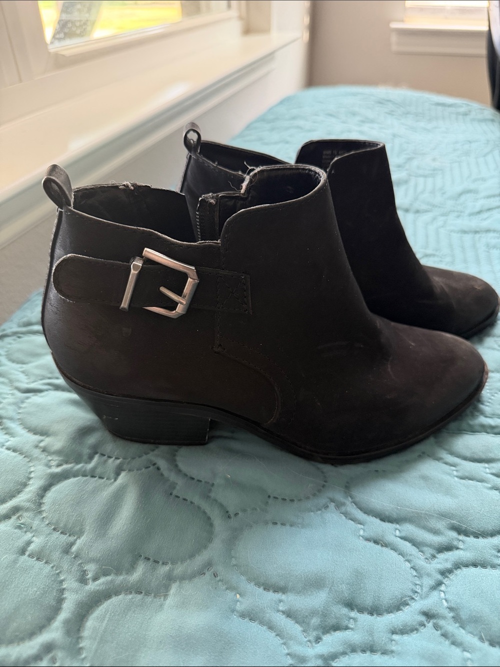SONOMA By Kohls Women's Black Suede Ankle Booties with Buckle